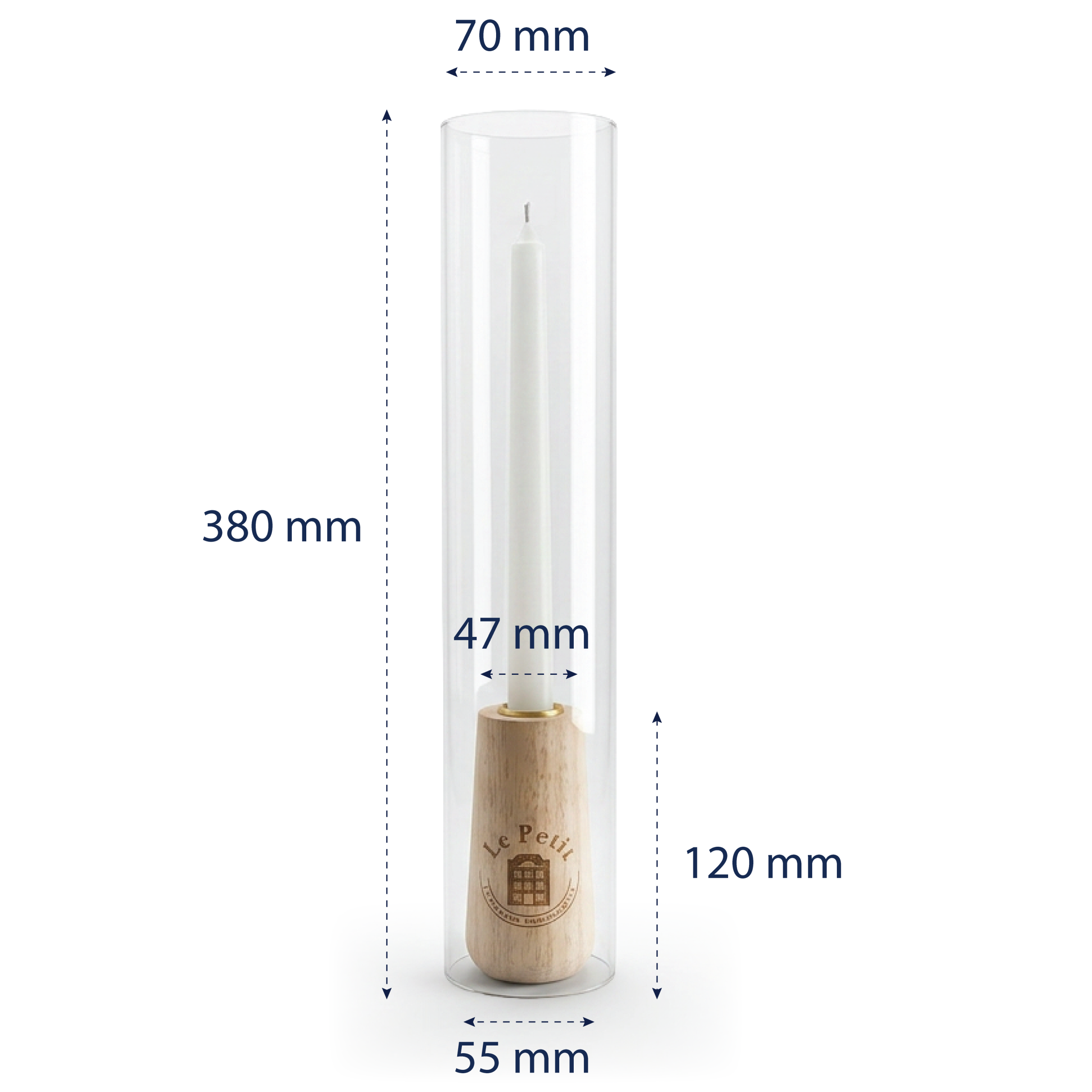 Le Petit Lit - Wooden Candle Holder - Dimensions