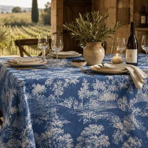 Nostalgic Country Blue and White Tablecloth